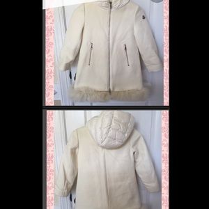 Moncler Cream Jacket with fur trim at the bottom